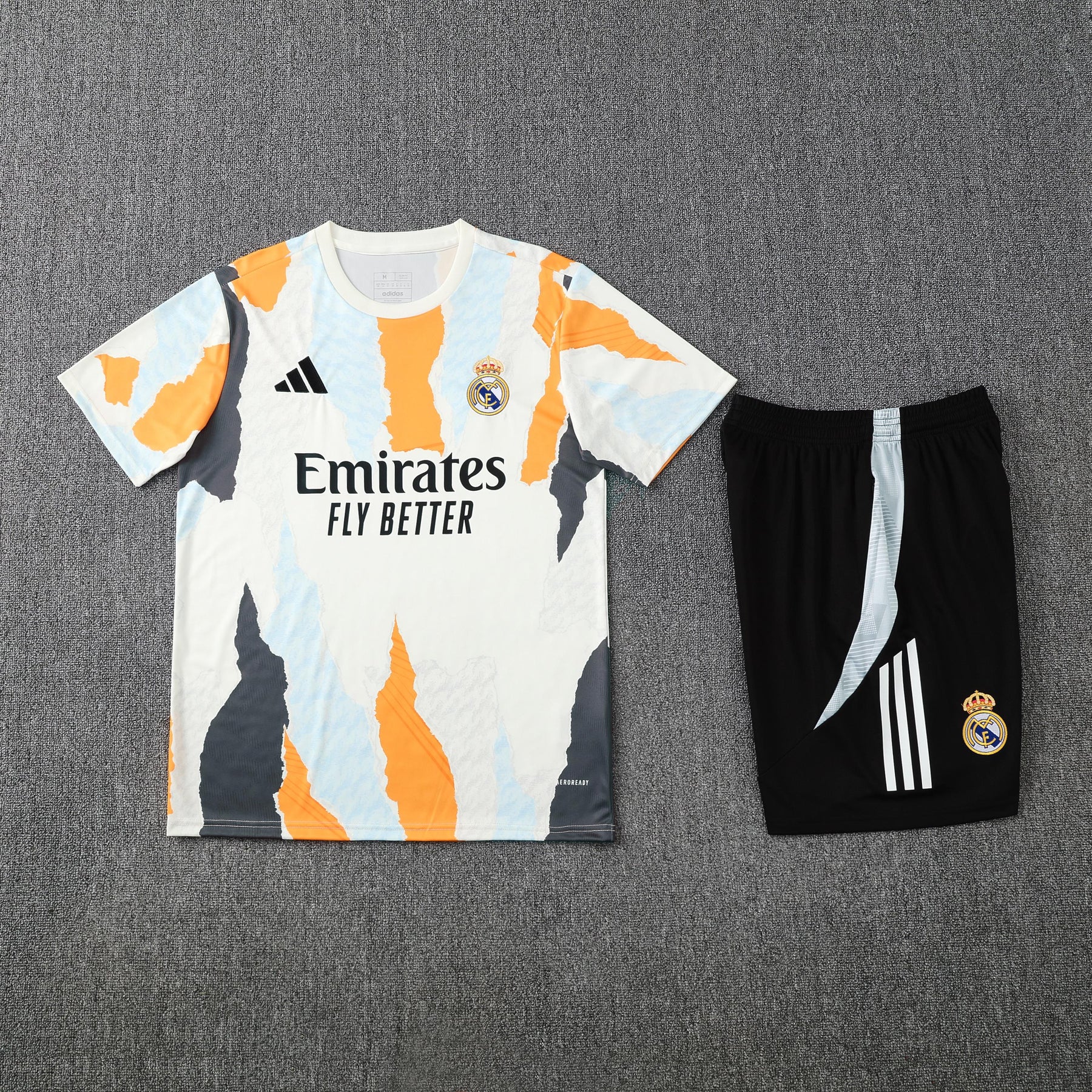 Kit Shirt + Shorts Real Madrid White/Black/Orange Training 25/26