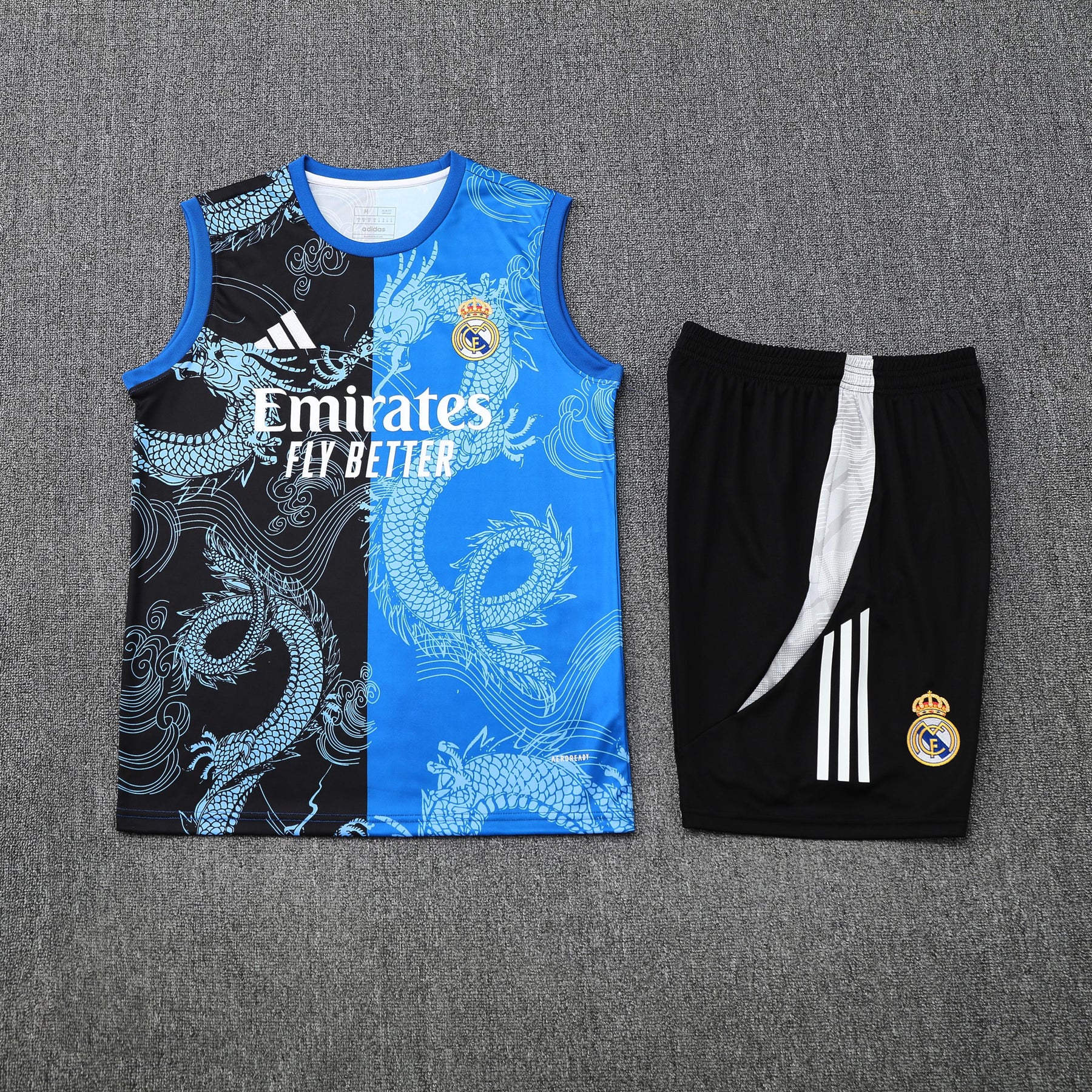Kit Tank Top + Shorts Real Madrid Black/Blue Training 25/26