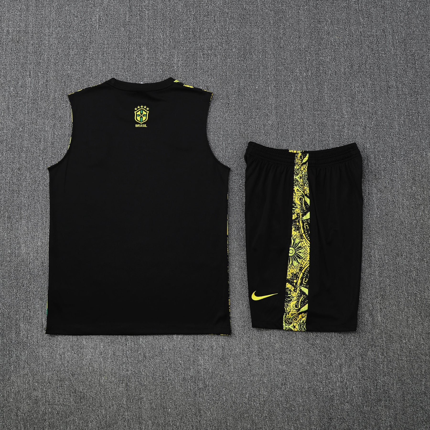 Kit Tank Top + Shorts Brazil Christ the Redeemer Yellow Training 25/26